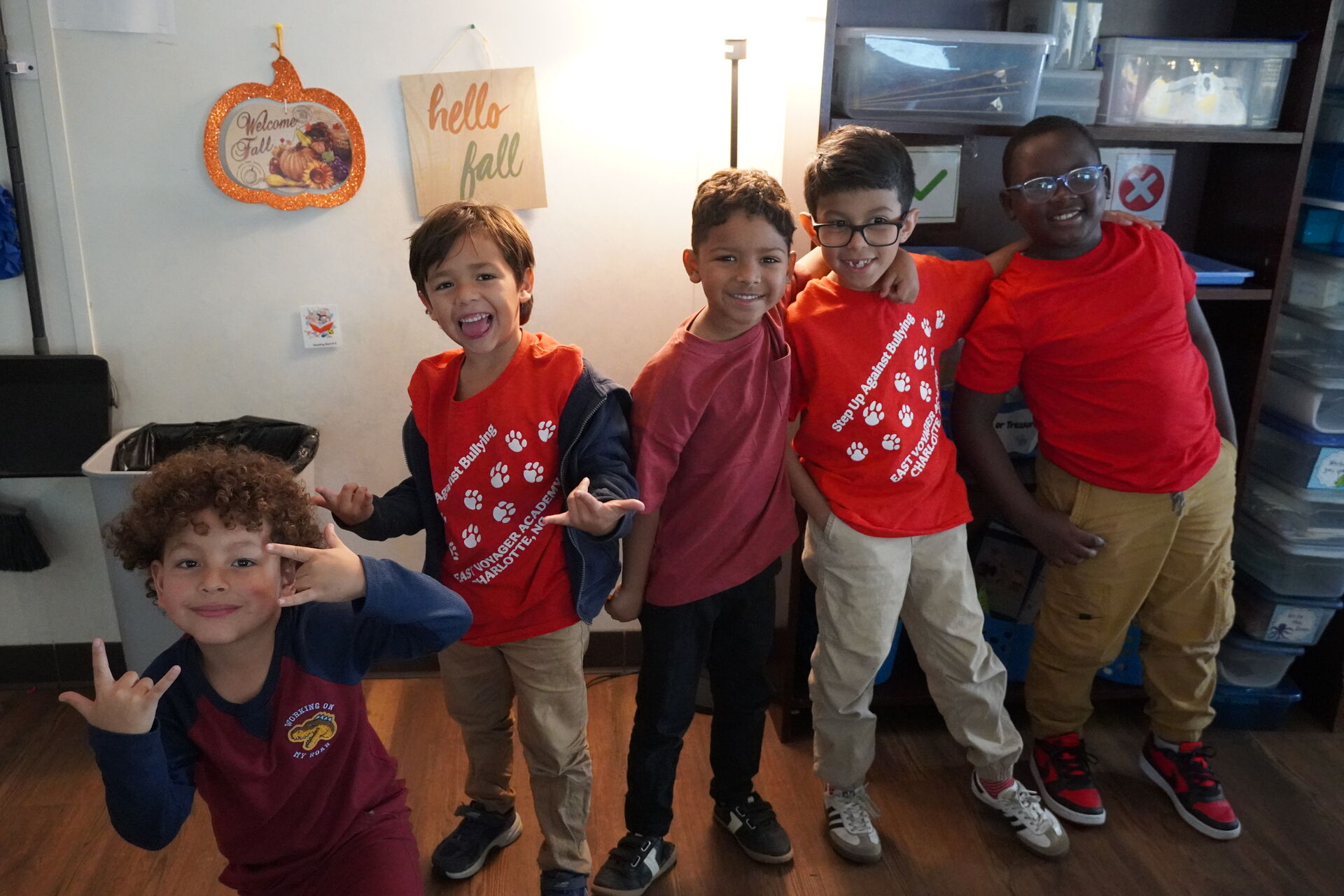 Students and staff at East Voyager Academy