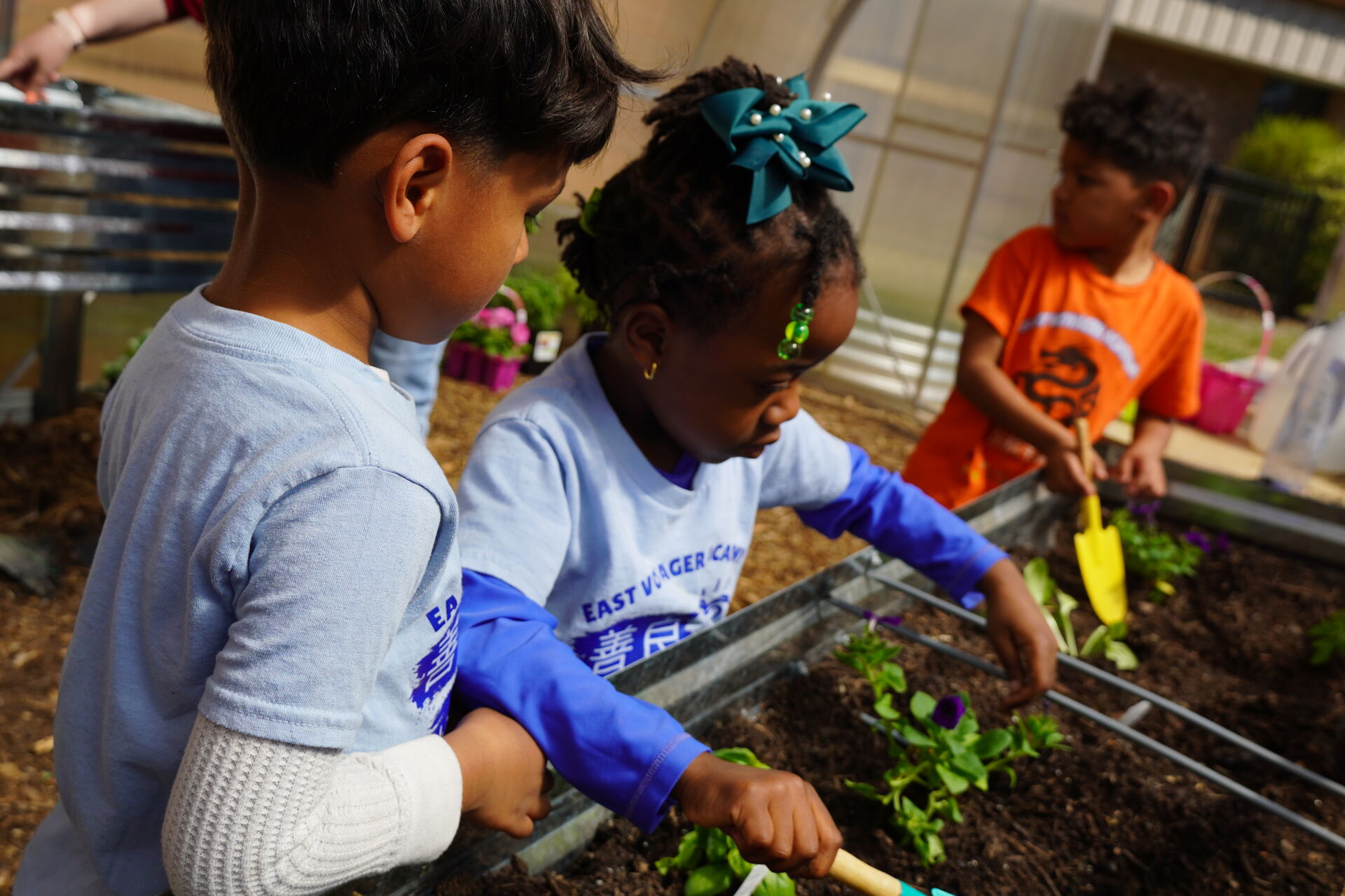 Students and staff at East Voyager Academy