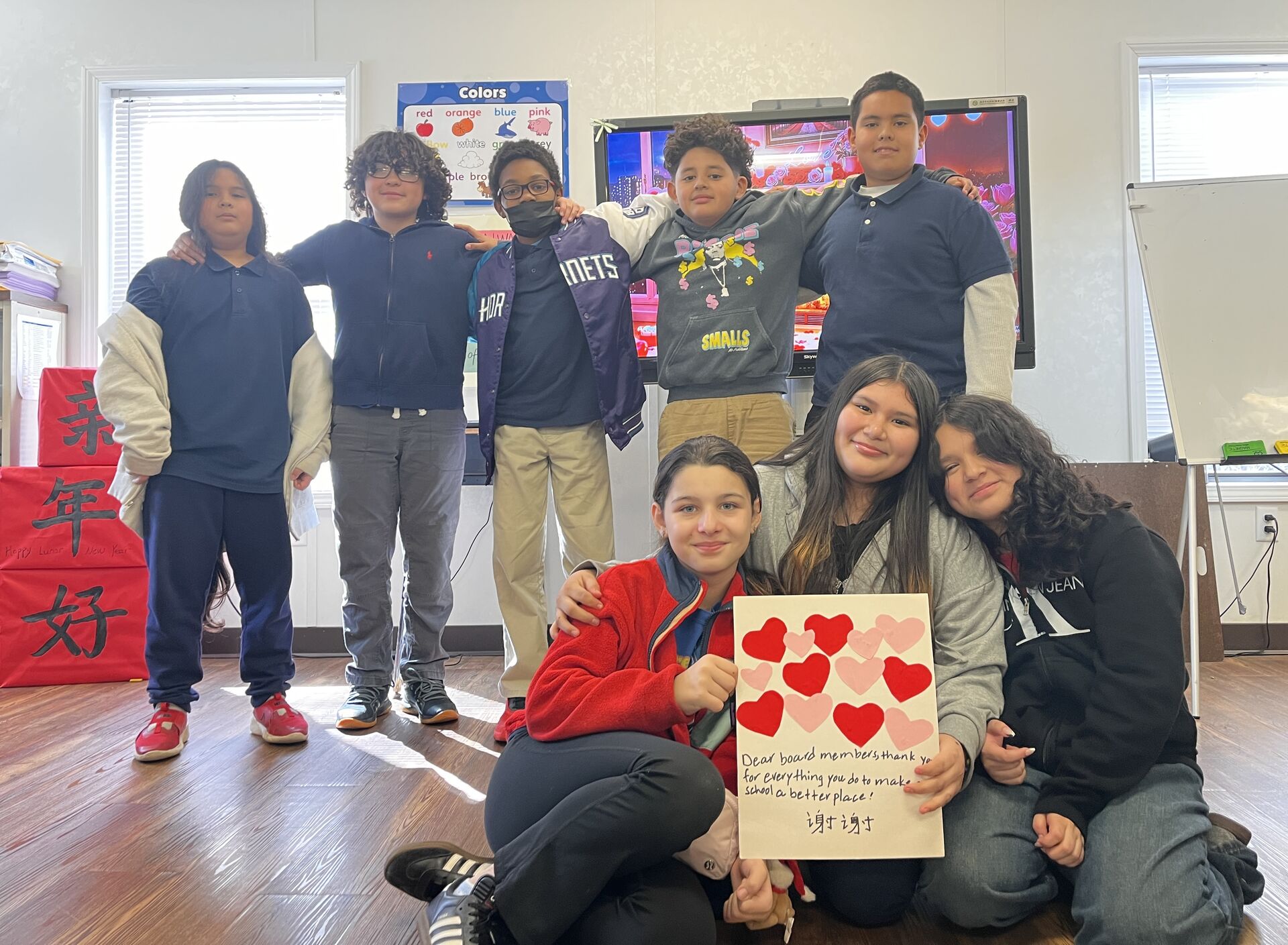 Students and staff at East Voyager Academy